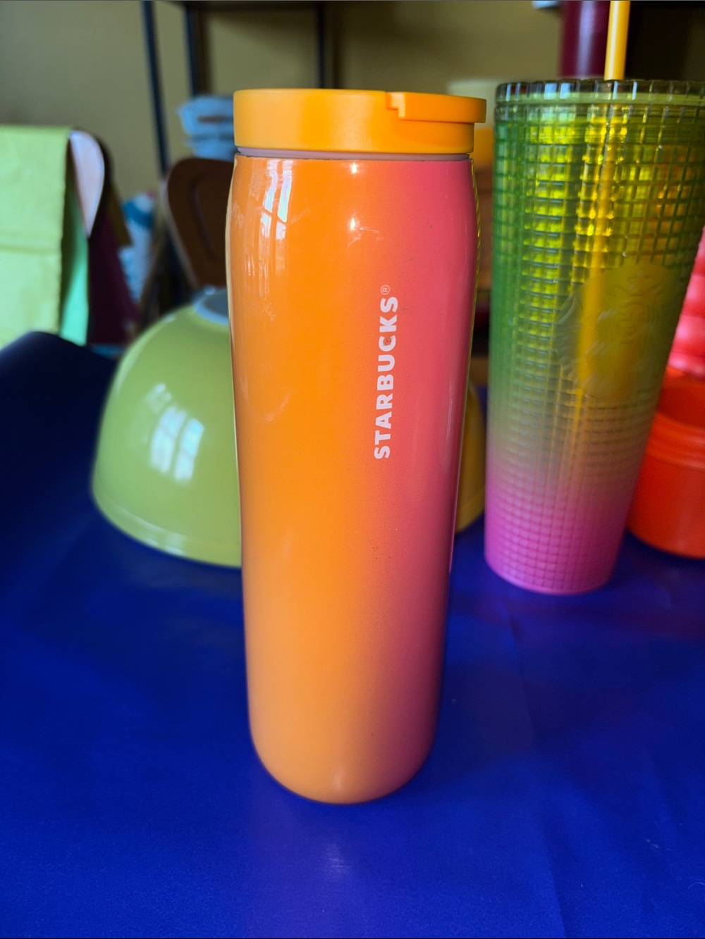 Starbucks Pink sunset Tumbler with Orange Lid